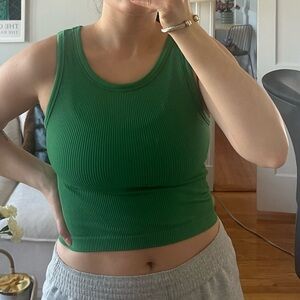Green Aritzia ribbed and cropped tank